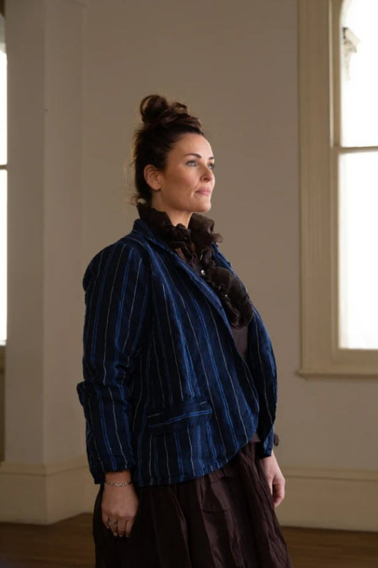 MEG BY DESIGN BARIDI LINEN JACKET NAVY