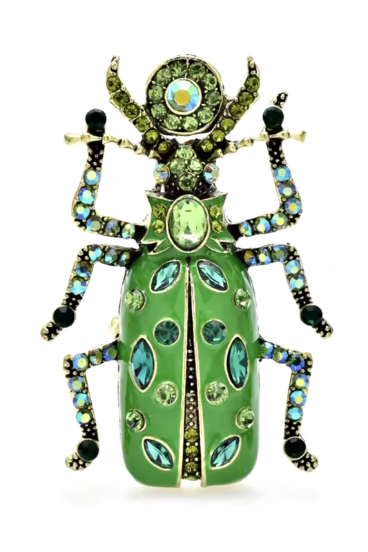 EDIE BEETLE BROOCH GREEN