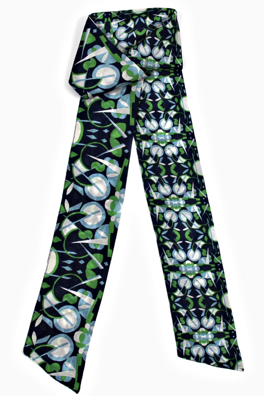 LES BELLES VAGABONDES BANDEAU SILK SCARF BIG BEN GREEN