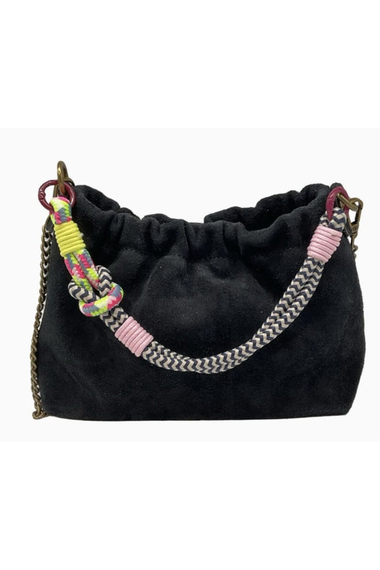 PLISSA PLUS DUMPLING SUEDE BAG BLACK