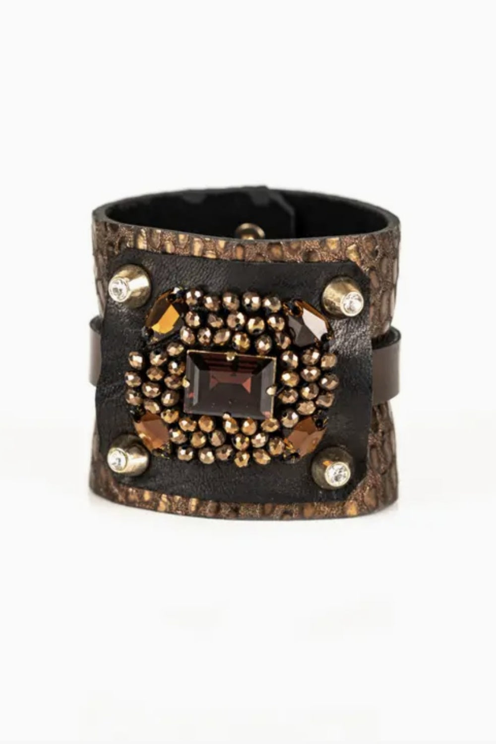 THE DARK BRONZE DOMINION EMBELLISHED LEATHER CUFF