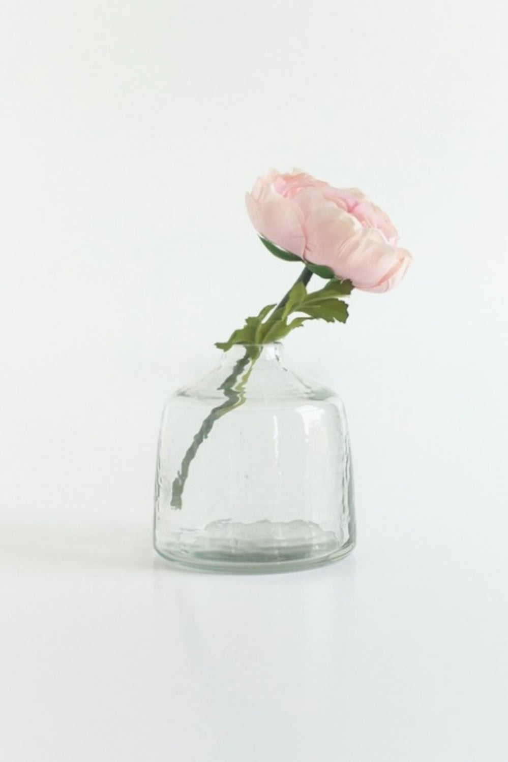 CREATIVE WOMEN HANDBLOWN HAMMERED GLASS BUD VASE CLEAR