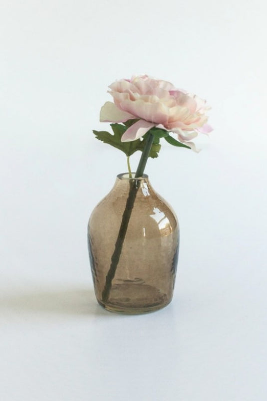 CREATIVE WOMEN HANDBLOWN HAMMERED GLASS BUD VASE SMOKE