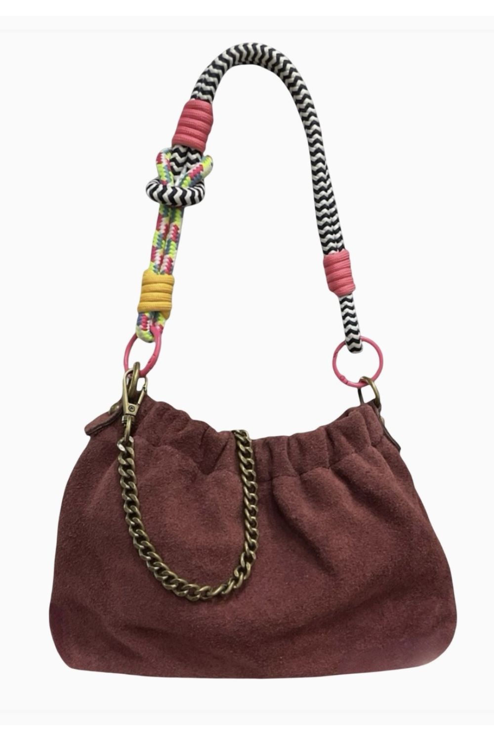 PLISSA PLUS DUMPLING SUEDE BAG BURGUNDY