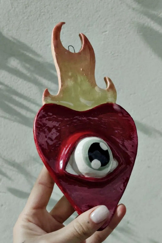 MUZA BURNING HEART CERAMIC WALL HANGING LARGE