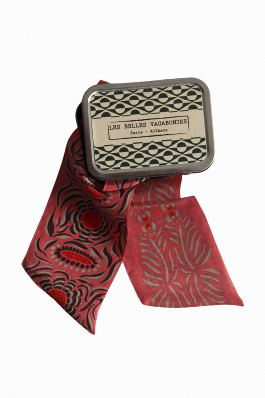 LES BELLES VAGABONDES CAMELIA BANDEAU SILK SCARF ROSE PINK