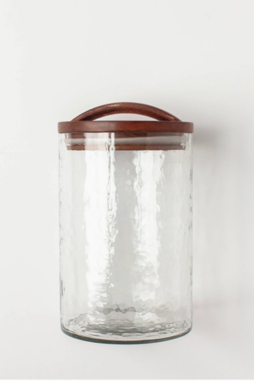 CREATIVE WOMEN HANDBLOWN HAMMERED GLASS CANISTER CLEAR
