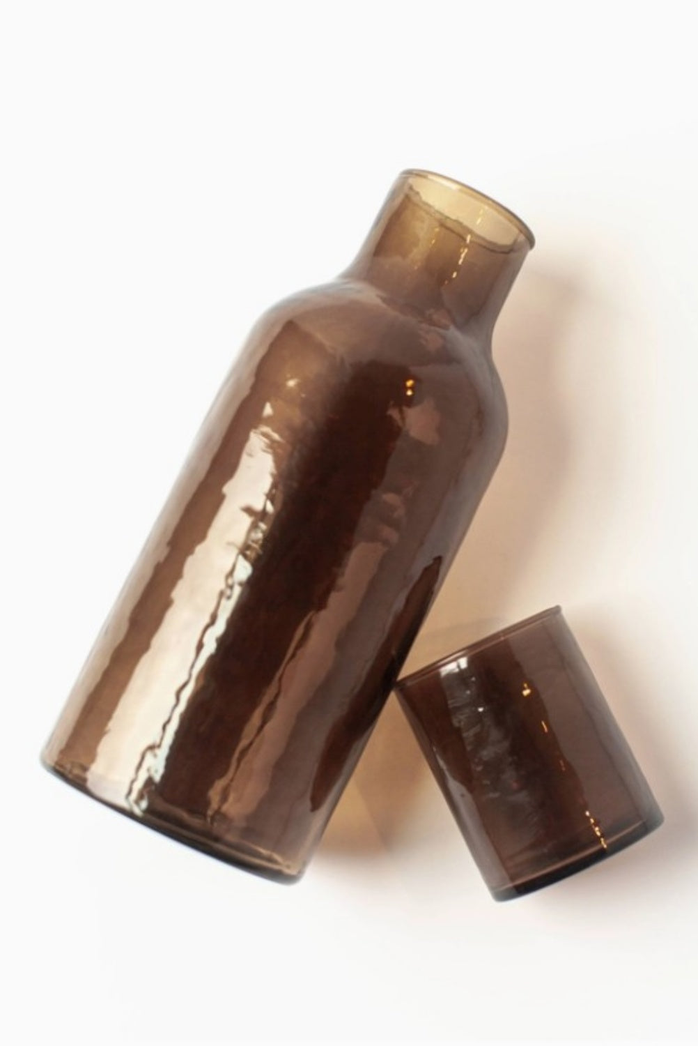 CREATIVE WOMEN HANDBLOWN HAMMERED GLASS CARAFE SMOKE