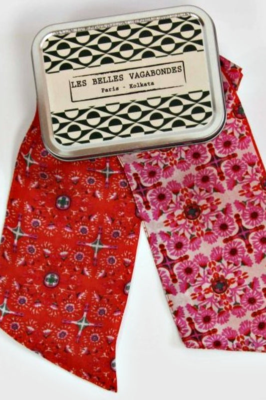 LES BELLES VAGABONDES BANDEAU SILK SCARF CASABLANCA FUCHSIA