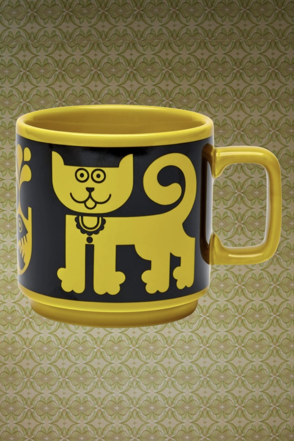 MAGPIE X HORNSEA CAT MUG CHARTREUSE