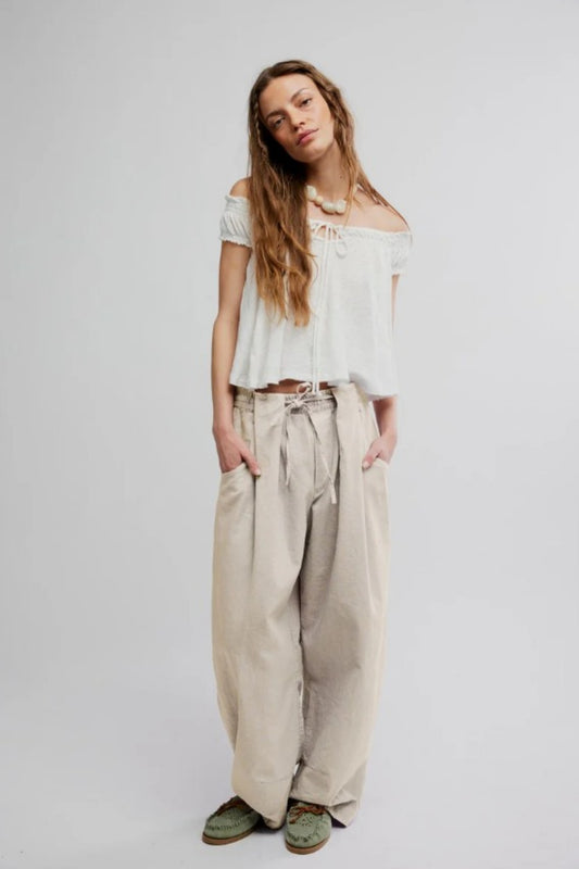 FREE PEOPLE CHAMBERS LAID BACK PANT SUMMER SAND