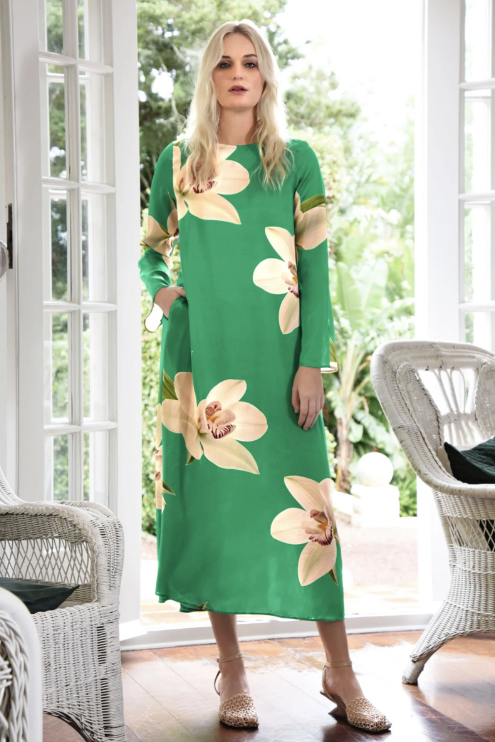 CURATE CHARGE IT TO MY ROOM DRESS GREEN ORCHID