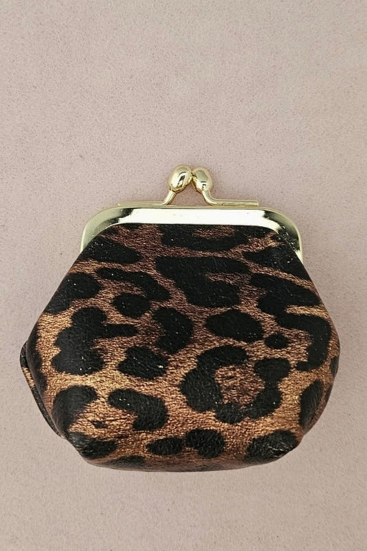BEBE COIN PURSE DARK LEOPARD