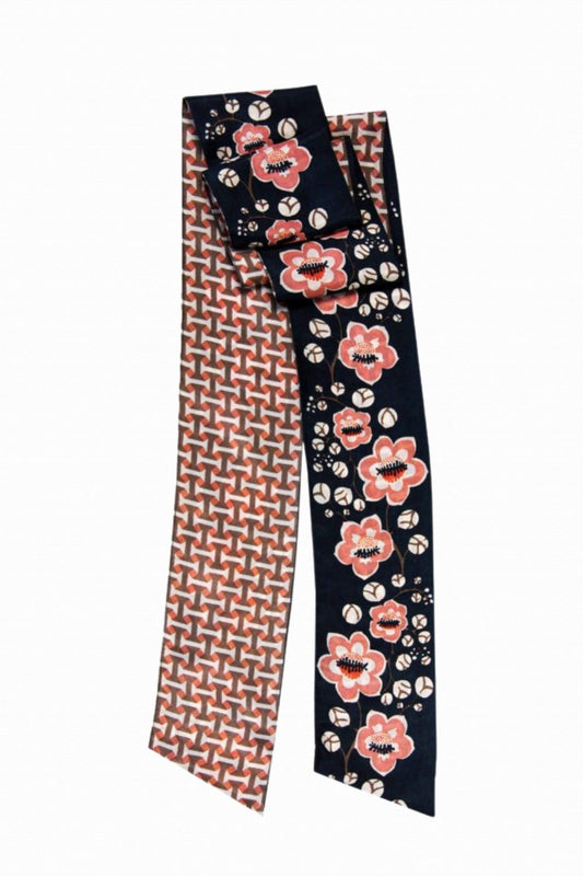 LES BELLES VAGABONDES COTTON CLUB BANDEAU SILK SCARF MARINE