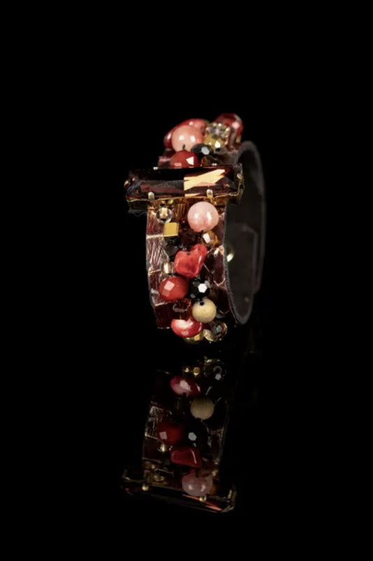 THE DARK CRIMSON RELIC PYTHON LEATHER CUFF