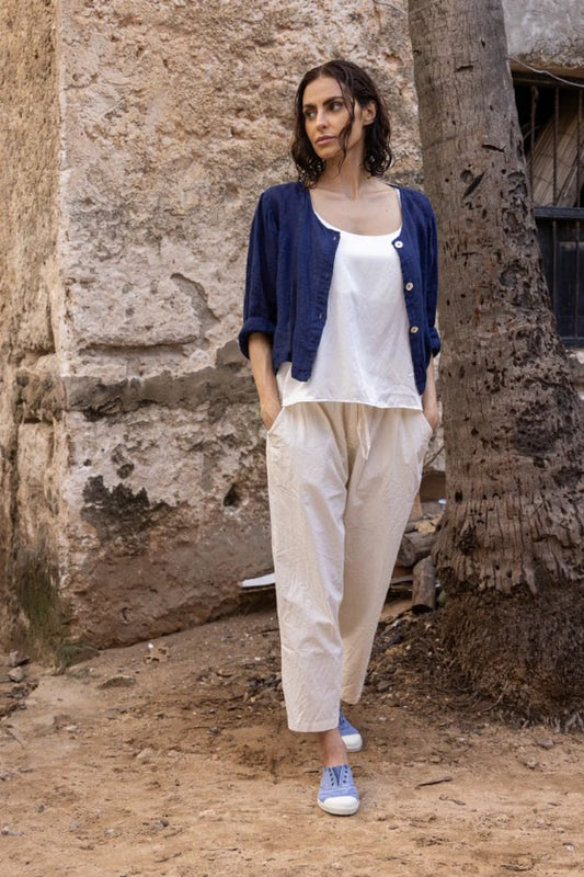 MEG BY DESIGN DOTO JACKET GAUZE LINEN INDIGO