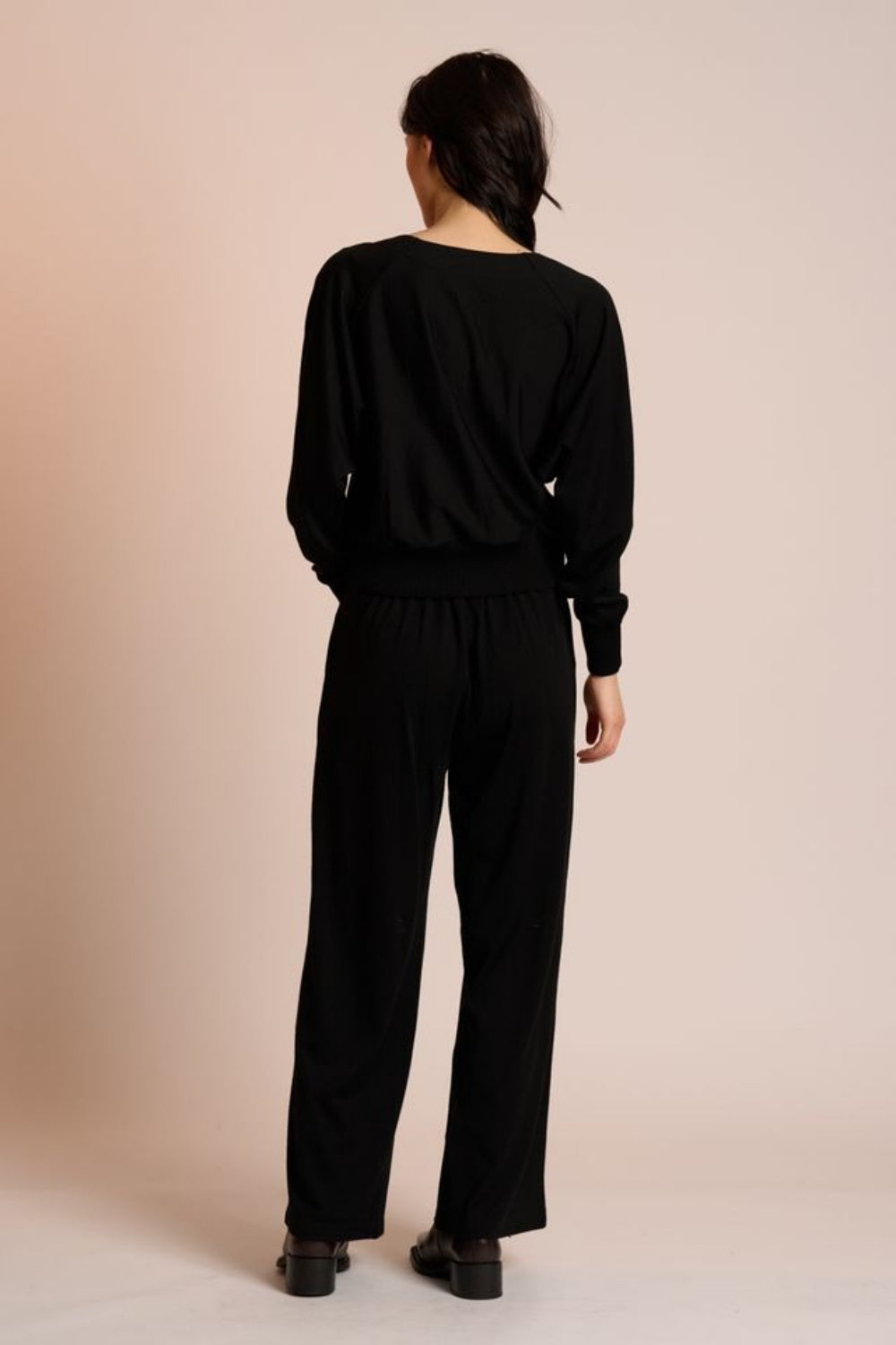 NERIS DOUBLE TAKE MERINO TOP BLACK