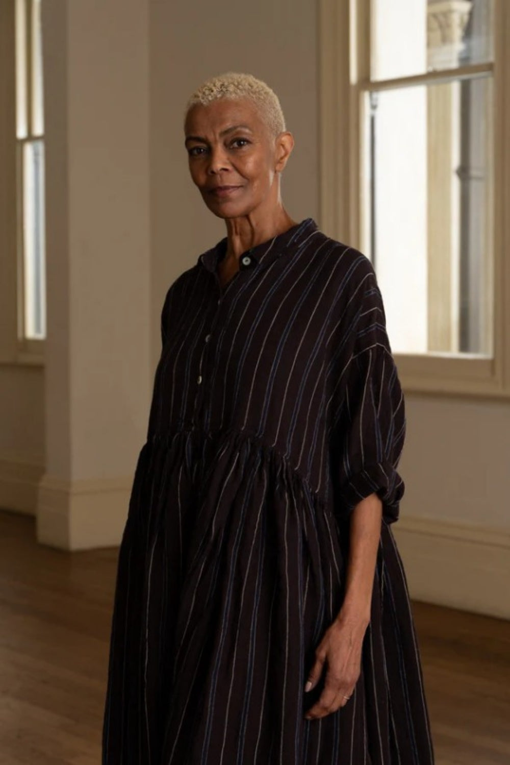 MEG BY DESIGN EDITH LINEN DRESS BROWN