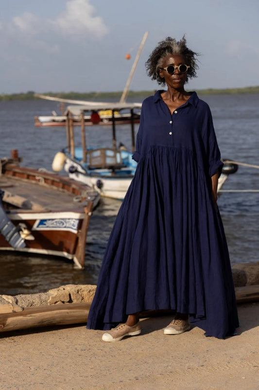 MEG BY DESIGN EDITH DRESS COTTON POPLIN INDIGO