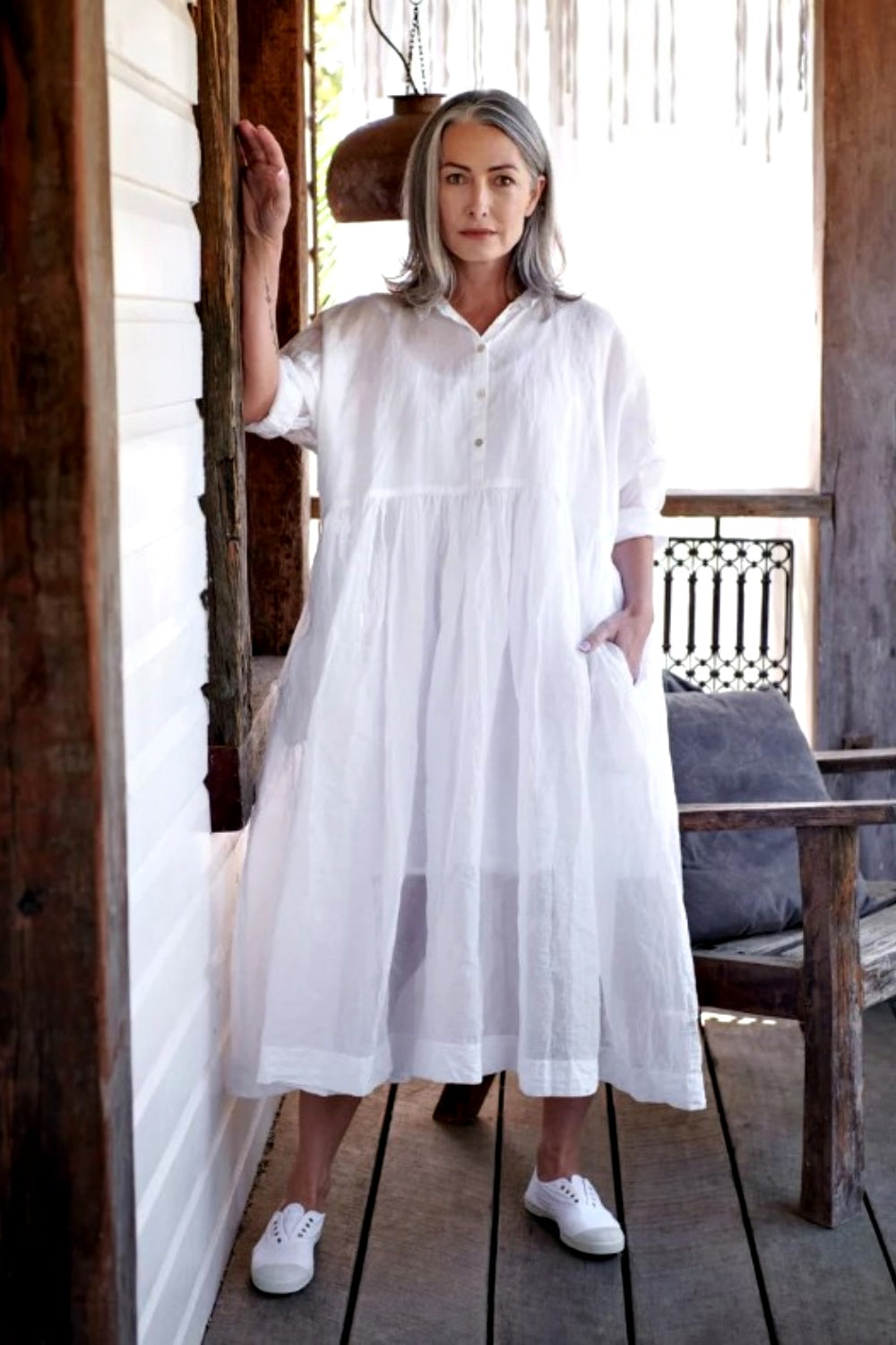 MEG BY DESIGN EDITH COTTON ORGANDY DRESS WHITE