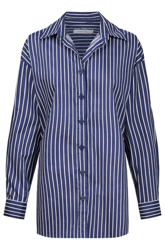 HAVEN FAIRBANKS STRIPE SHIRT NAVY