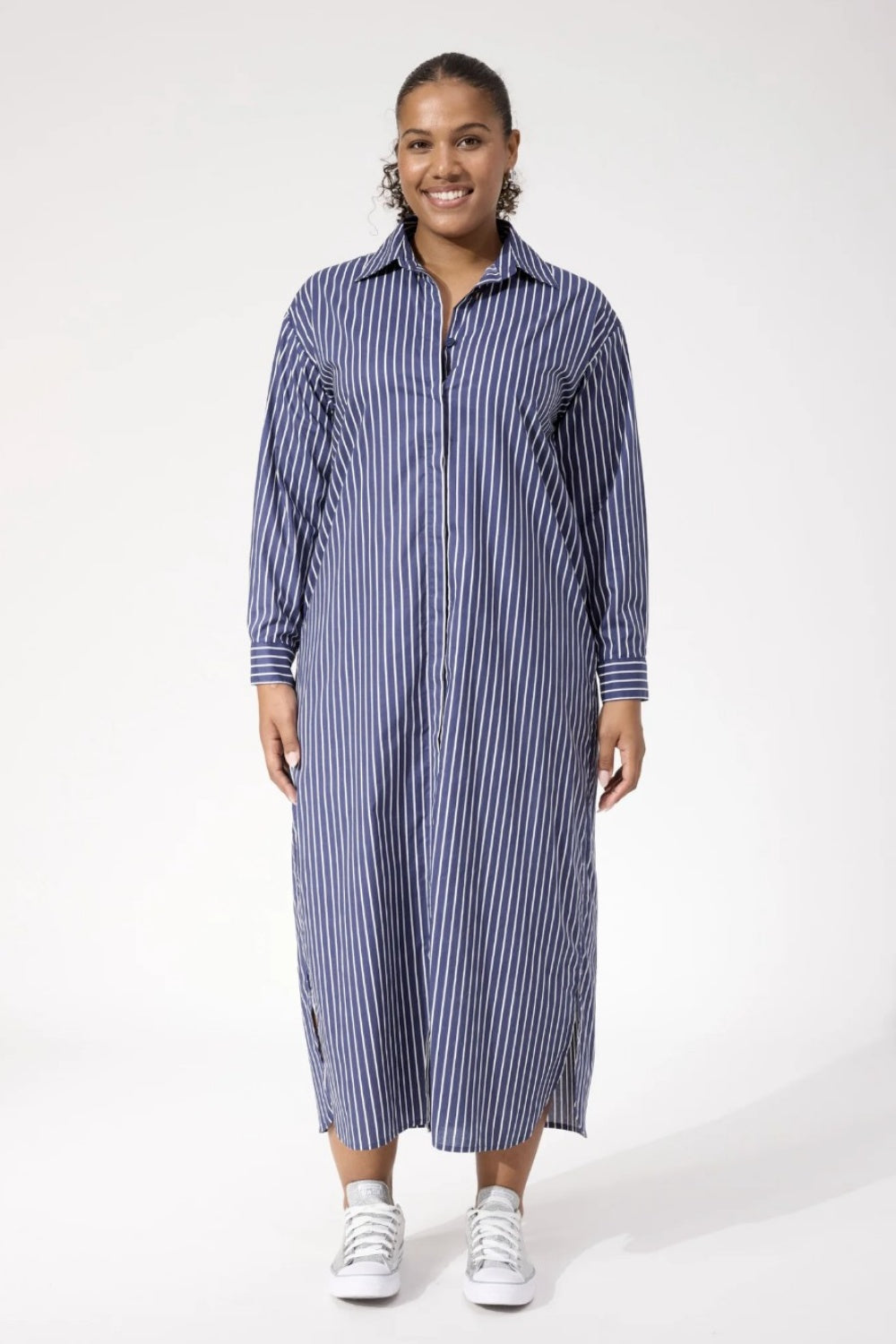 HAVEN FAIRBANKS STRIPE SHIRT DRESS NAVY