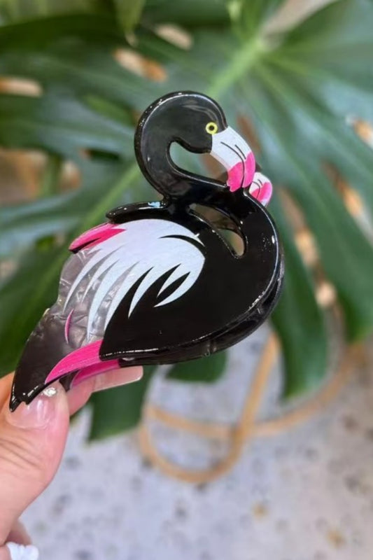 FLAMINGO-A-GO-GO HAIR CLAW BLACK