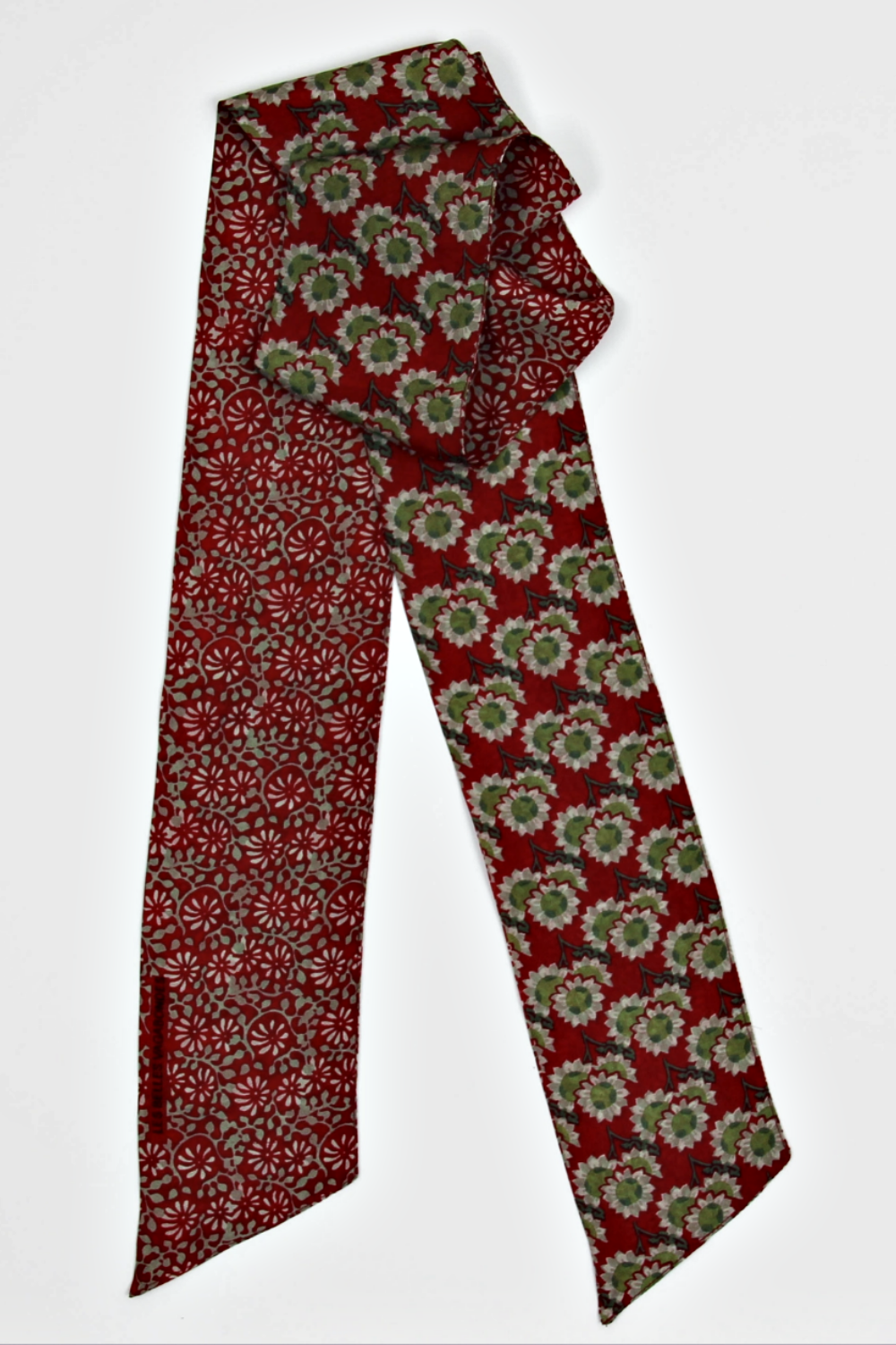 LES BELLES VAGABONDES BANDEAU SILK SCARF FLOR DE SOL RED