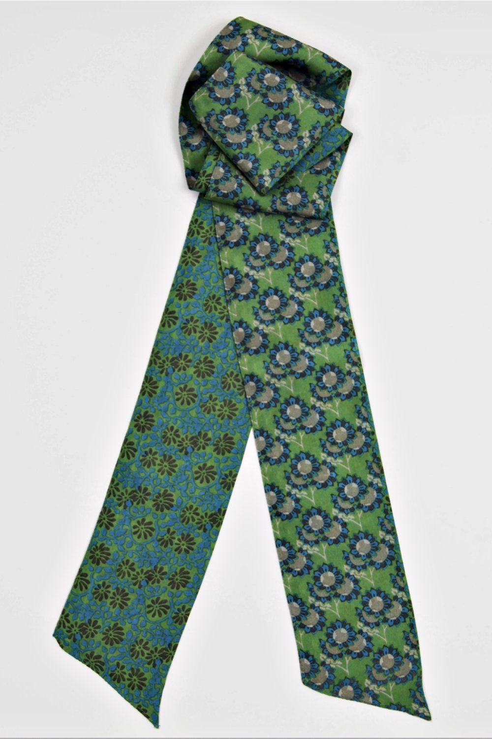 LES BELLES VAGABONDES BANDEAU SILK SCARF FLOR DE SOL GREEN