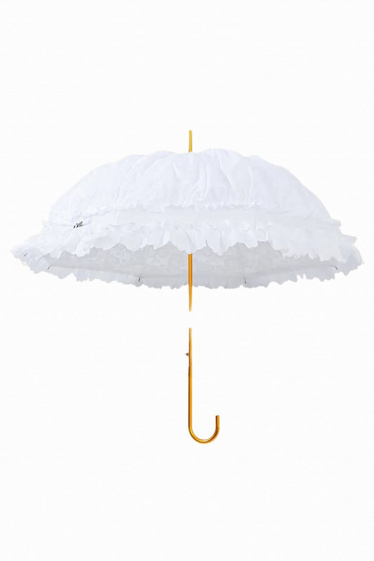 SOAKE FRANCESCA FRILLED UMBRELLA WHITE