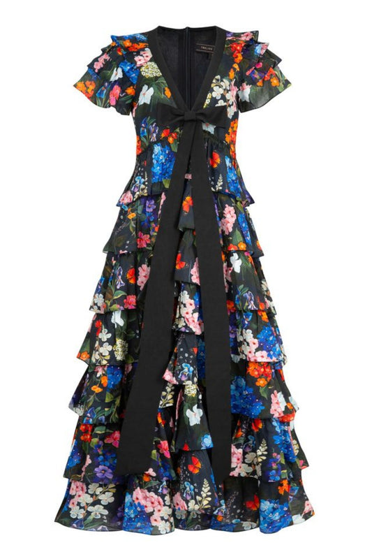 TRELISE COOPER I'M FRILLING FOR YOU DRESS BLACK FLORAL