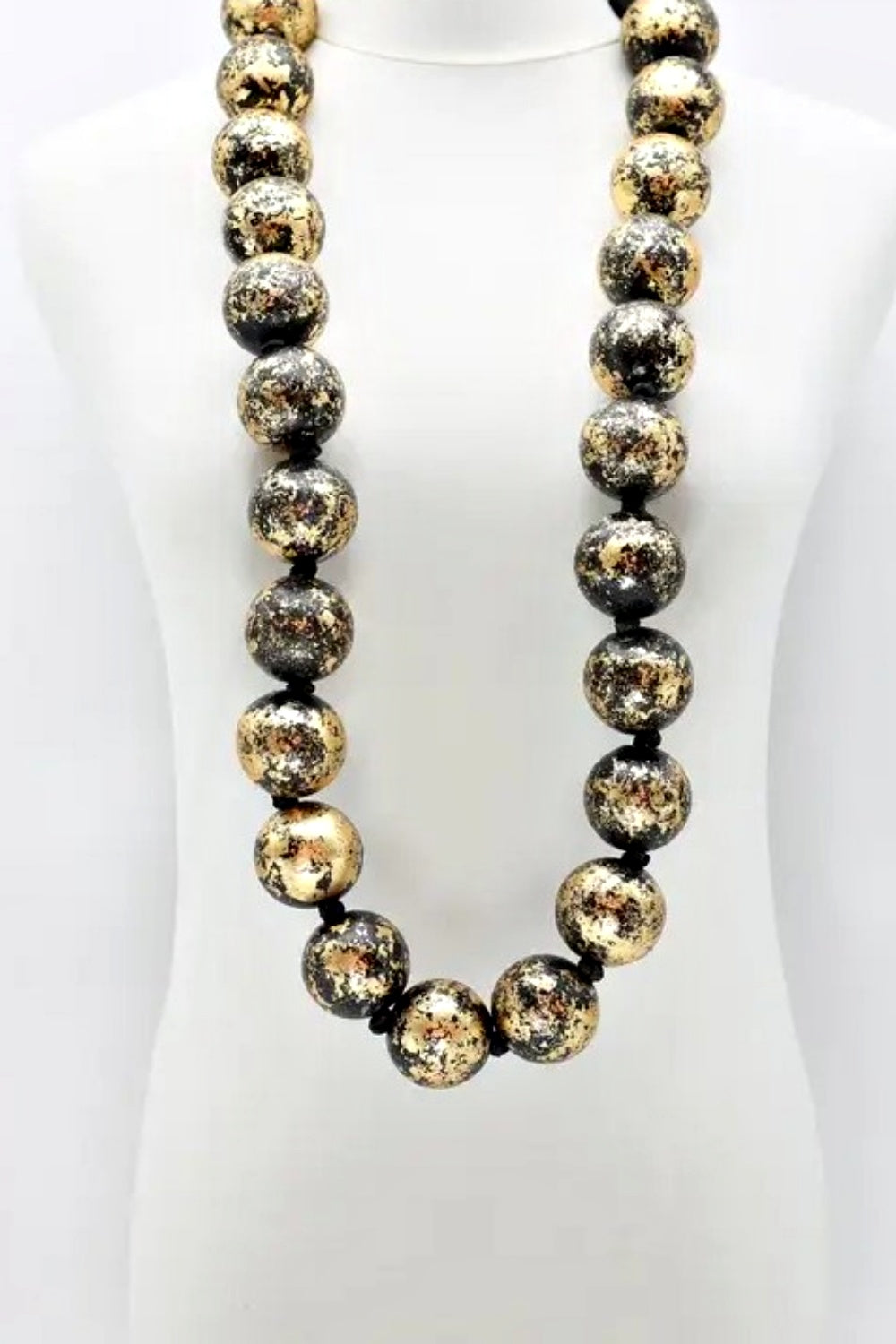 JIANHUI LONDON GIANT BEADS LONG NECKLACE BLACK + GOLD