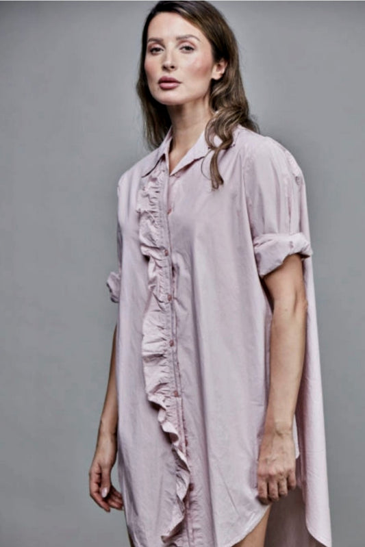SIXTY DAYS GIRLFRIEND OVERSIZED COTTON SHIRT ANTICA ROSE