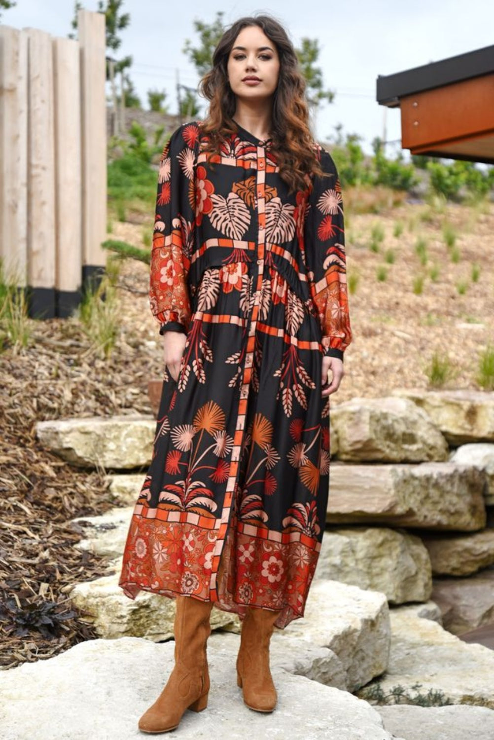 CURATE GLAMOUR TO GO DRESS LEAVES