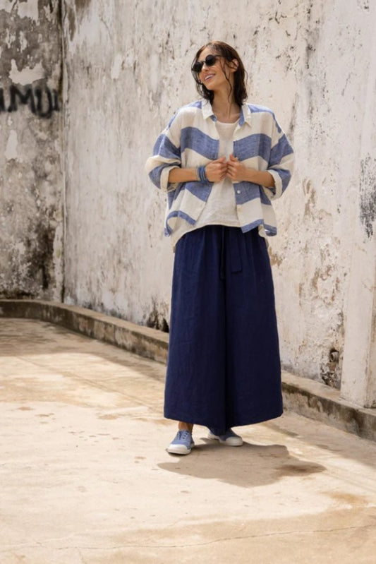 MEG BY DESIGN HARRIET TROUSER LINEN INDIGO