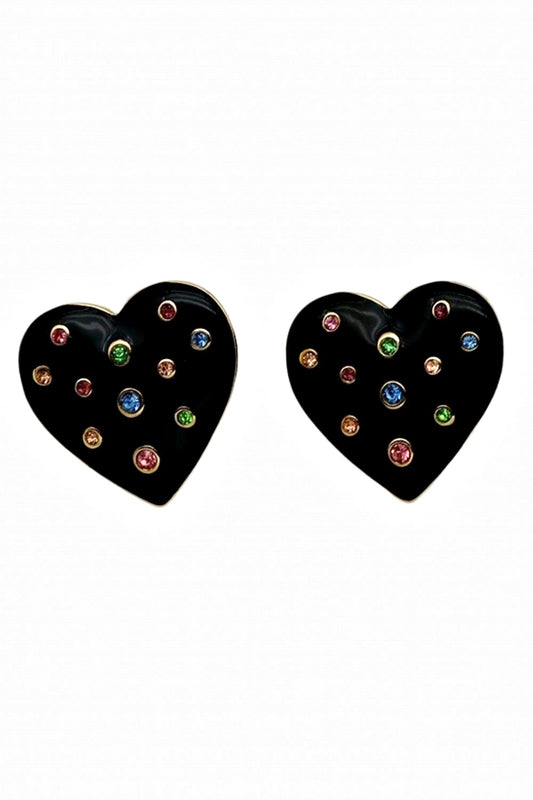 DARK HEART ENAMEL EARRINGS