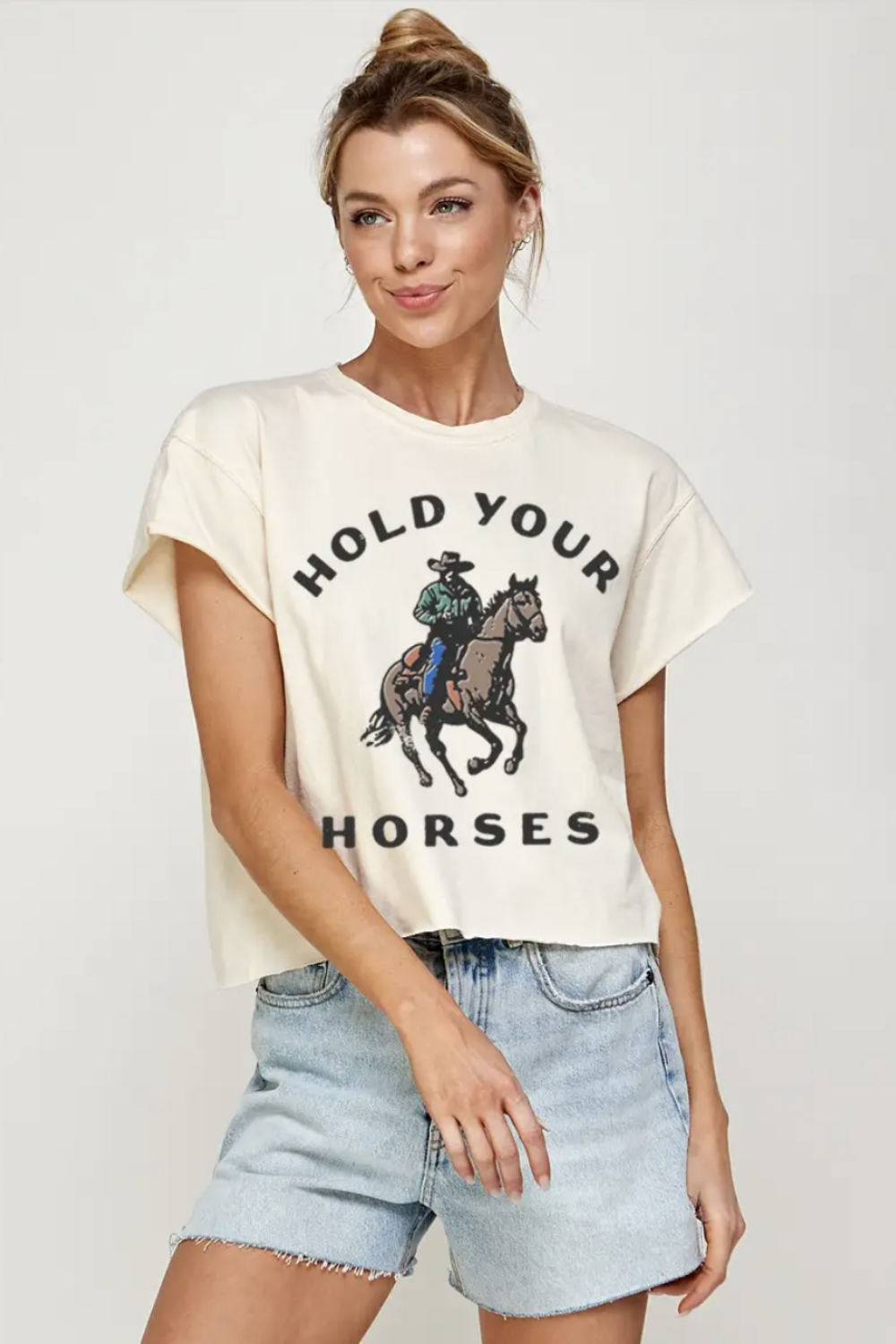 PRE-ORDER ILLUSTRATED SOCIETY HOLD YOUR HORSES TEE IVORY