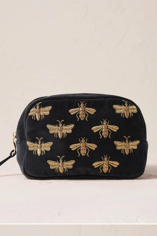 ELIZABETH SCARLETT HONEY BEE MAKE-UP BAG CHARCOAL