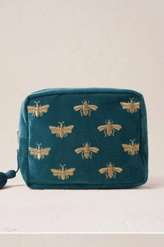 ELIZABETH SCARLETT HONEY BEE WASH BAG RICH BLUE