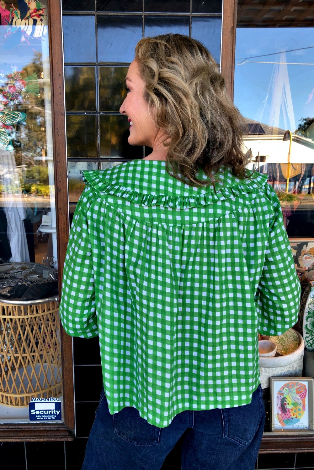 ROSELLE LALA BLOUSE LITTLE GREEN CHECK