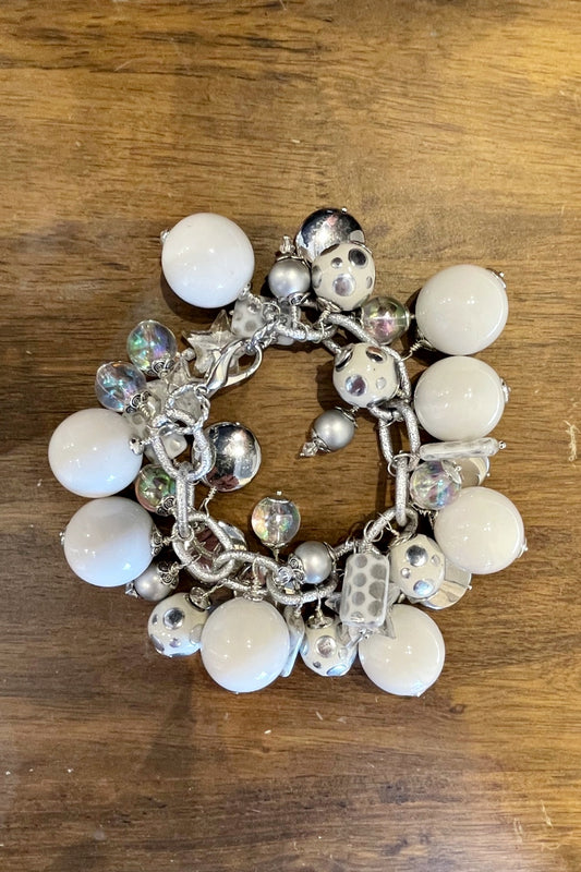 JUMBLE WHITE NIGHT SILVER CHARM BRACELET