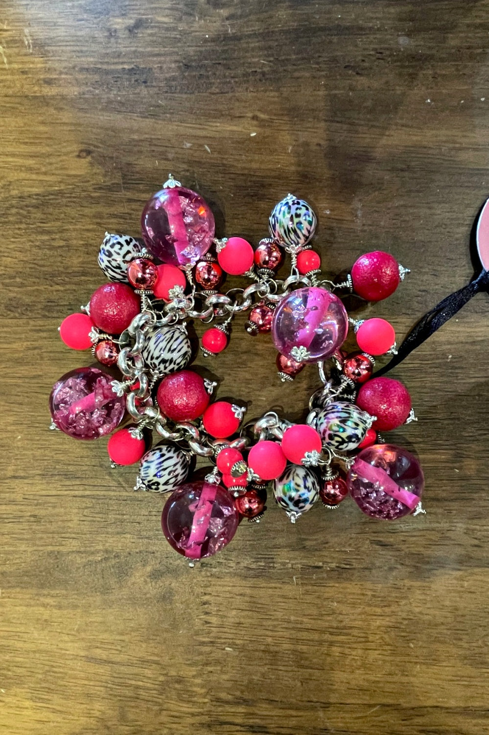 JUMBLE FUCHSIA ZEBRA CHARM BRACELET