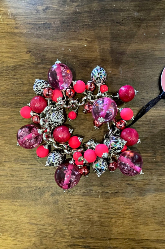 JUMBLE FUCHSIA ZEBRA CHARM BRACELET