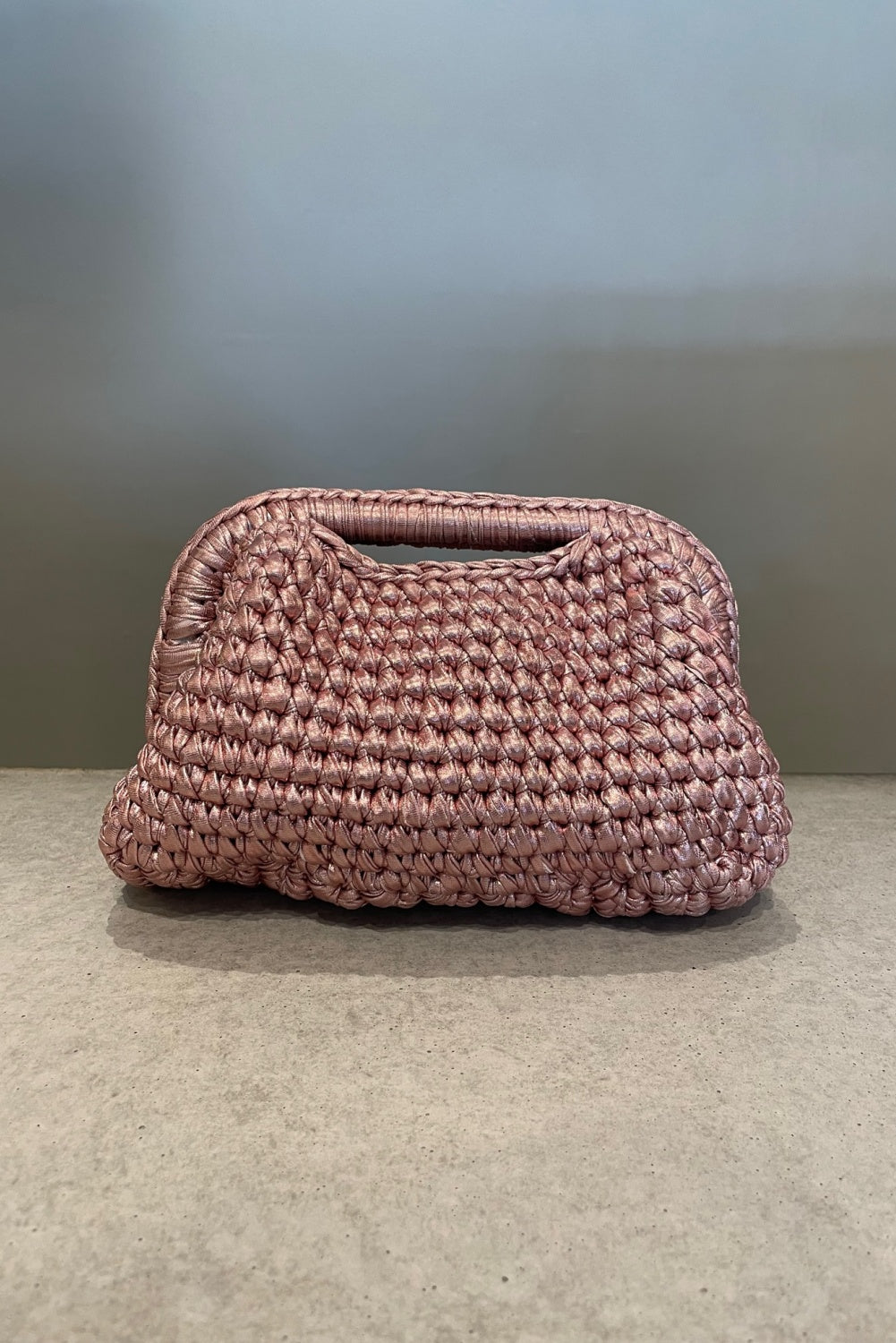 ARUBA METALLIC WOVEN CLUTCH BLUSH PINK