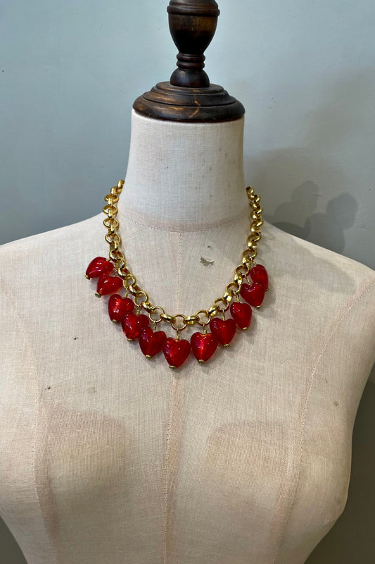 JUMBLE GOLD CARDIO NECKLACE RED