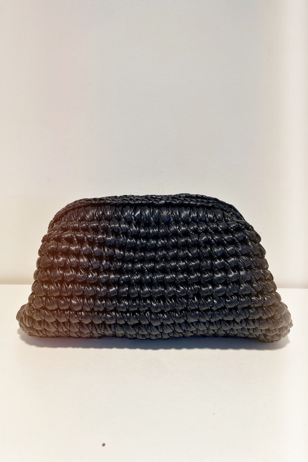 ST BARTS WOVEN CLUTCH BLACK