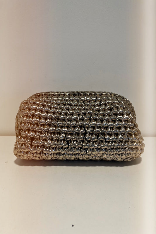 ST BARTS WOVEN CLUTCH CHAMPAGNE