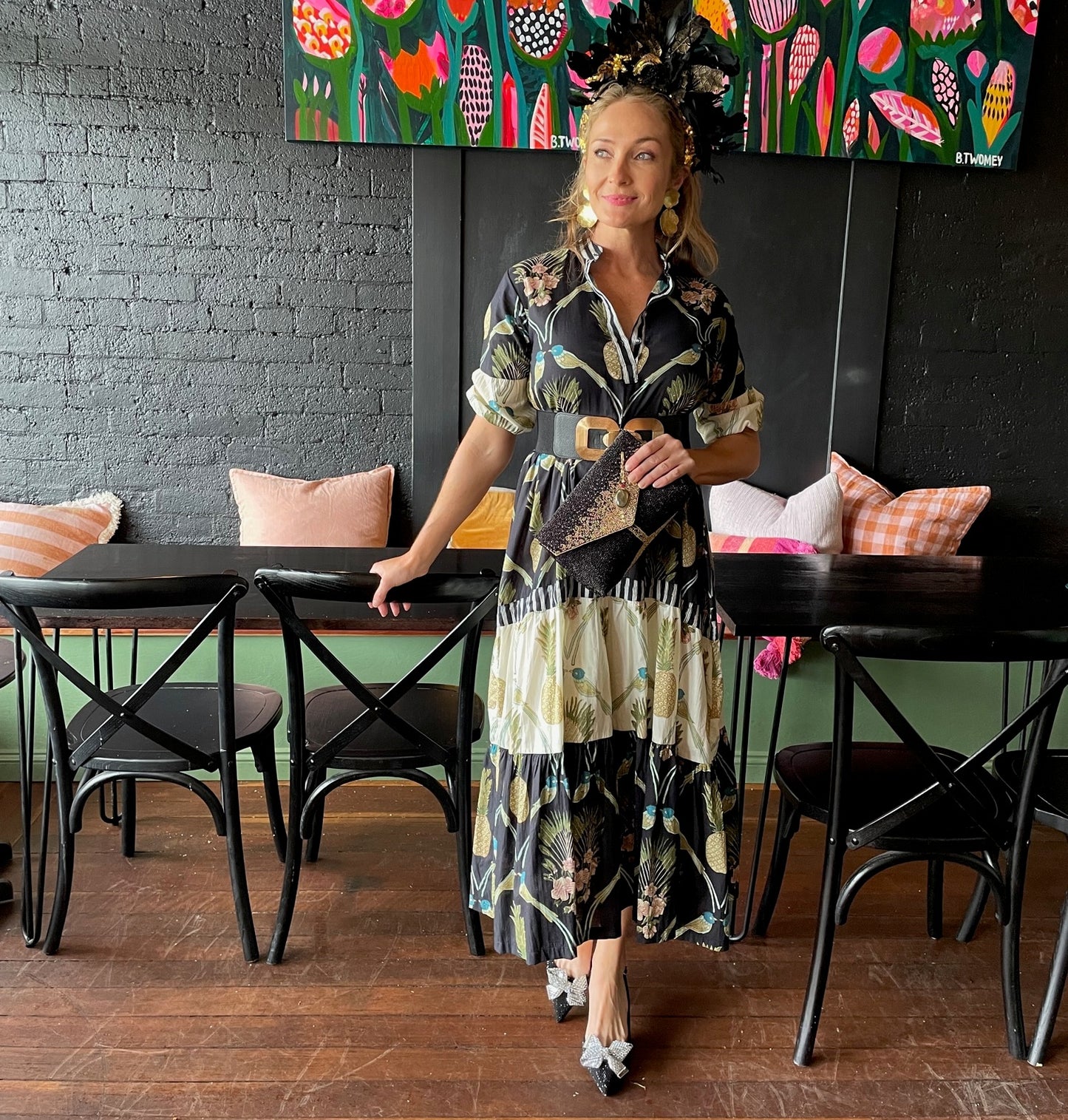 PRE-ORDER ROSELLE JOSEPHINE DRESS AVIARY BLACK