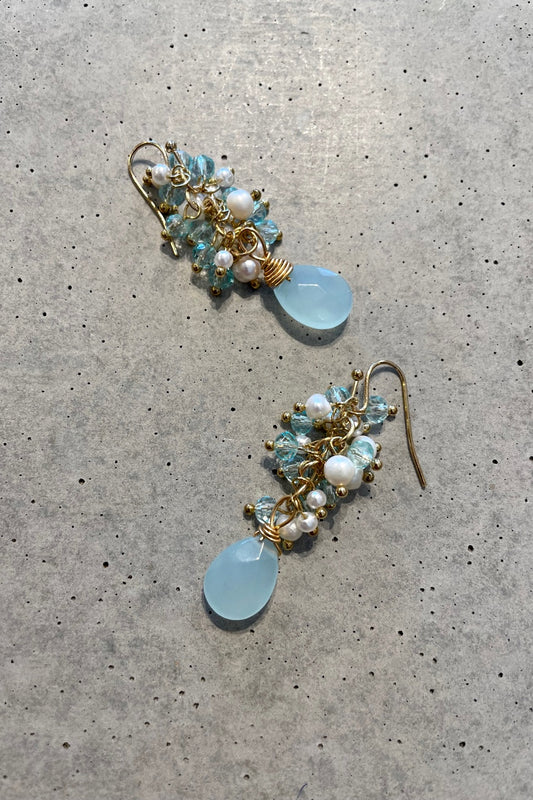 LARA SEAFOAM CHALCEDONY EARRINGS