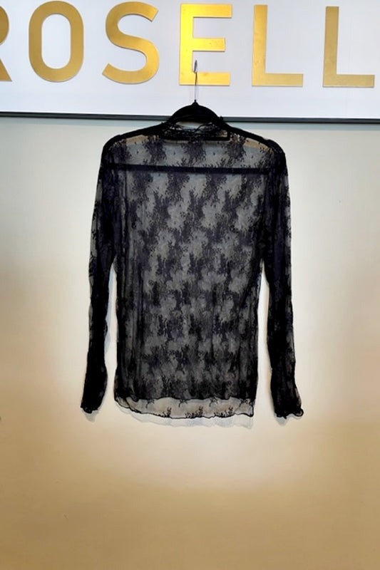 QUEENIE STRETCH LACE LAYERING TOP BLACK